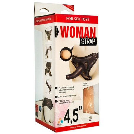Анальный страпон Woman Strap 4,5" - 2 насадки